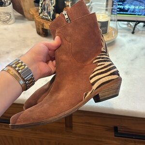 Free People Last Outlaw calf hair and suede size zip booties size 39